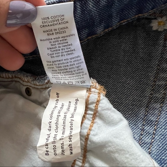LOTTIE MOSS DENIM JEAN DAISY‎ EMBROIDERED RAW HEM WOMEN’S SKIRT SIZE 27 - Picture 7 of 11